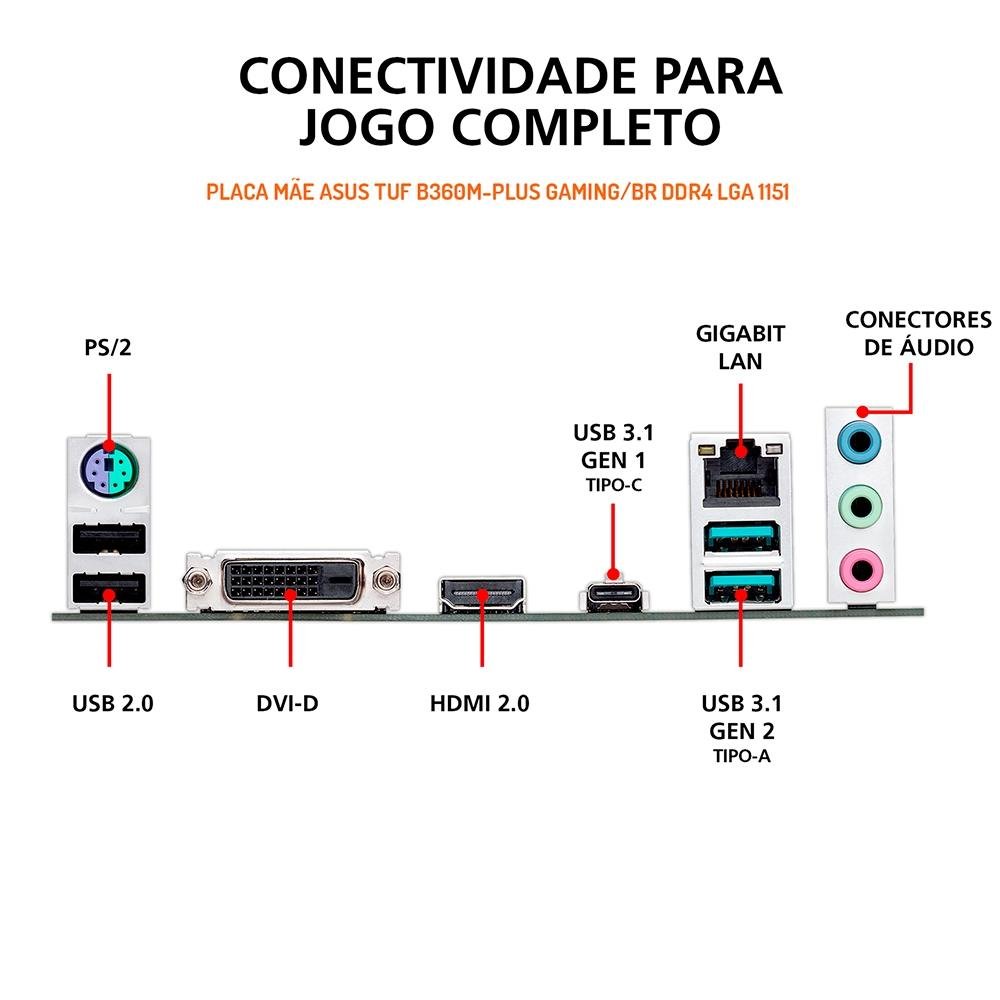 Imagem 6 de 9 do produto PC Gamer OnPress Powered By Asus i5 9600KF, RGB, GTX 1650 4GB, 16GB DDR4, SSD 480GB, Linux, Preto - ONG96KFT16516S48