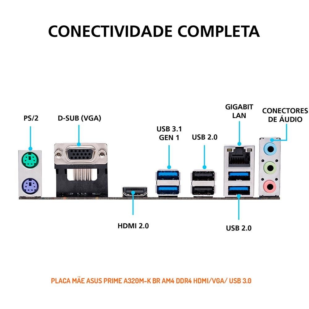 Imagem 9 de 10 do produto Computador OnPress Powered By Asus AMD Atlhon 3000G, RGB, 8GB, SSD 240GB, Linux, Preto - ONG3000G08S24