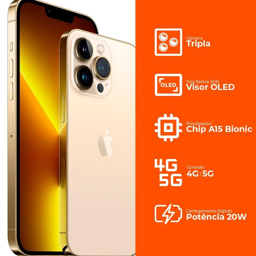 iPhone 13 Pro Max de 128GB, Dourado, 5G | KaBuM!