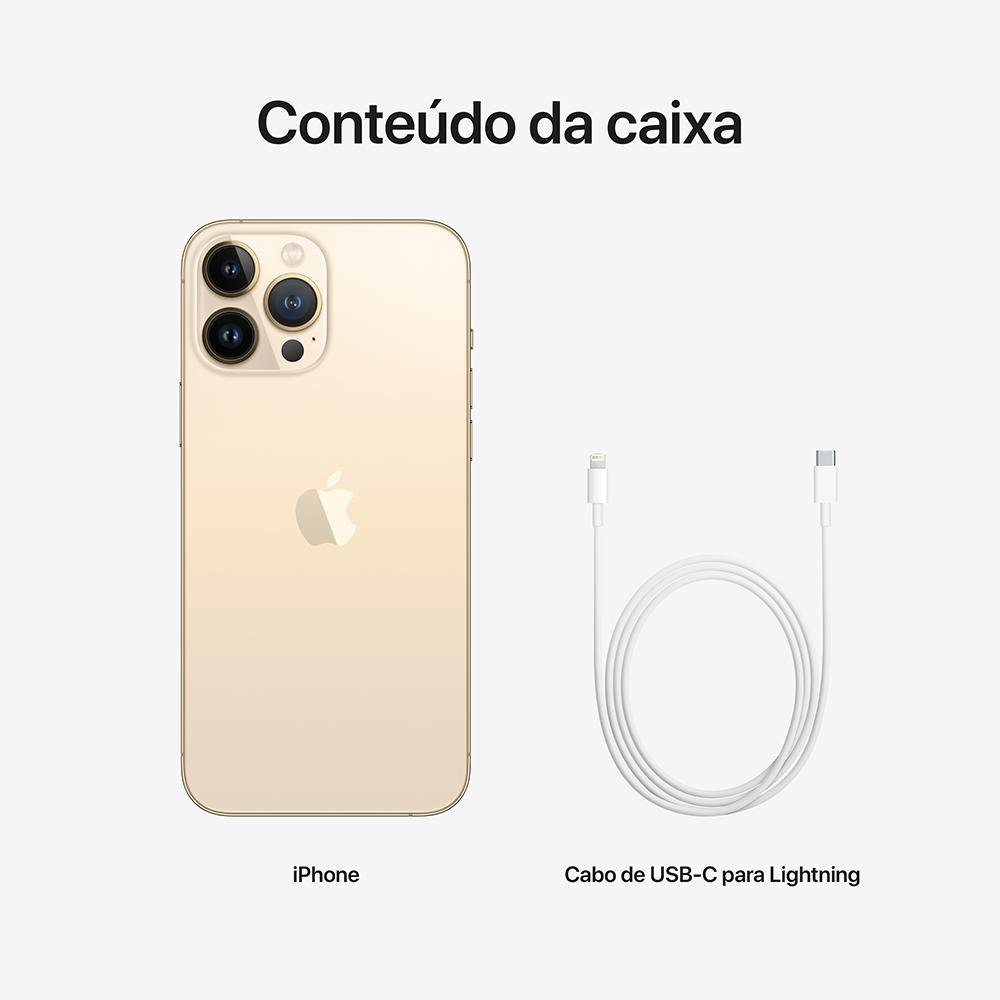 iPhone 13 Pro Max 512GB Dourado, 5G, Tela de 6.7, Câmera Tripla 12MP - MLLH3BZ/A