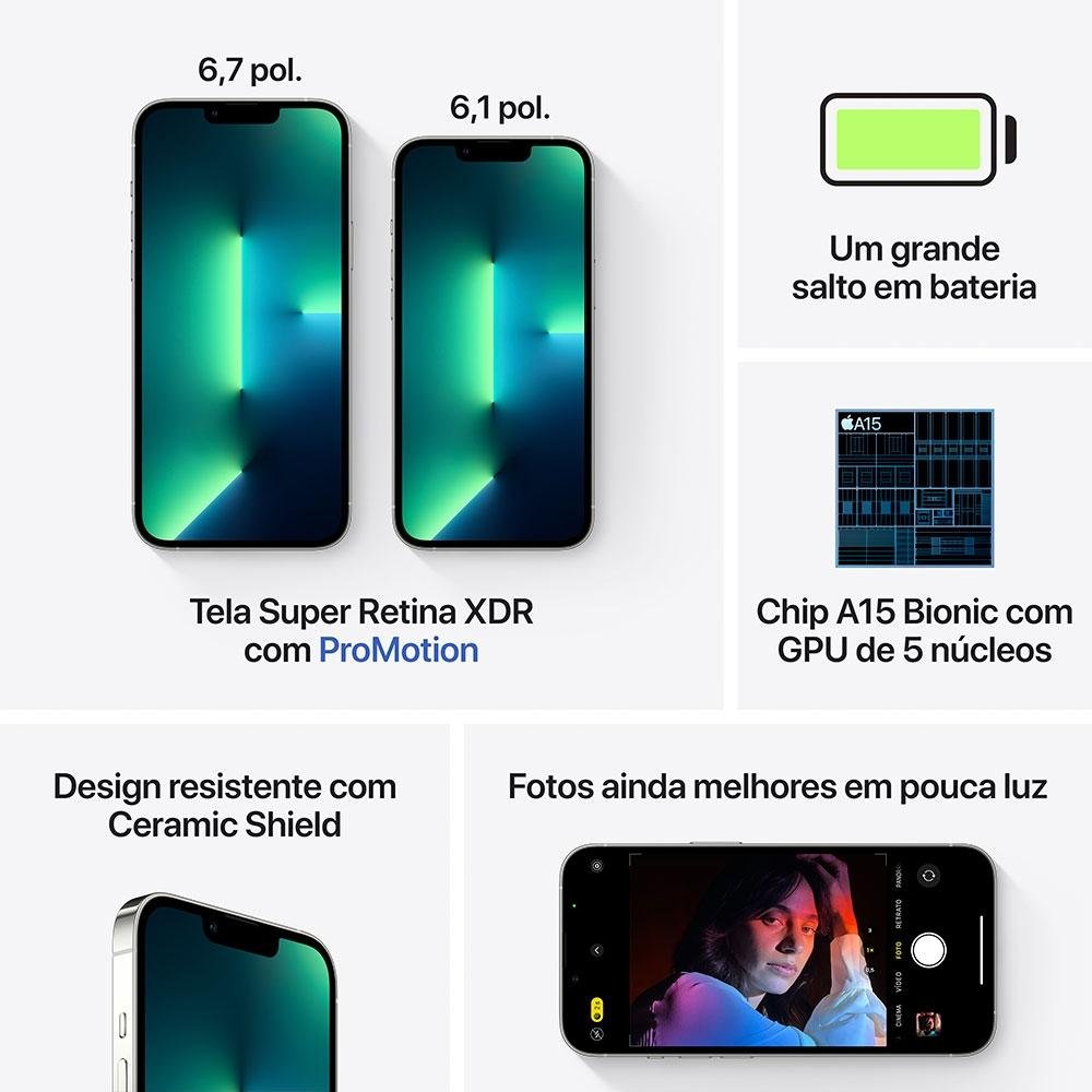 iPhone 13 Pro Prateado, 128GB - MLVA3BZ/A