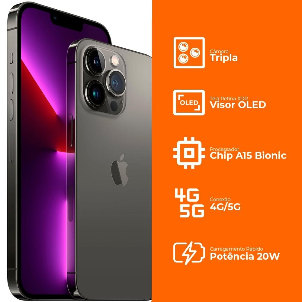 iPhone 13 Pro 1TB Grafite, 5G, Tela de 6.1, Câmera Tripla 12MP - MLVV3BZ/A iPhone 13 Pro 1TB Grafite, 5G, Tela de 6.1, Câmera Tripla 12MP - MLVV3BZ/A