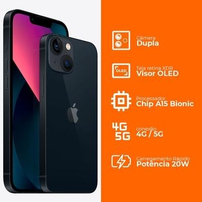 iPhone 13 128GB, Meia Noite, 5G, Chip A15 | KaBuM!