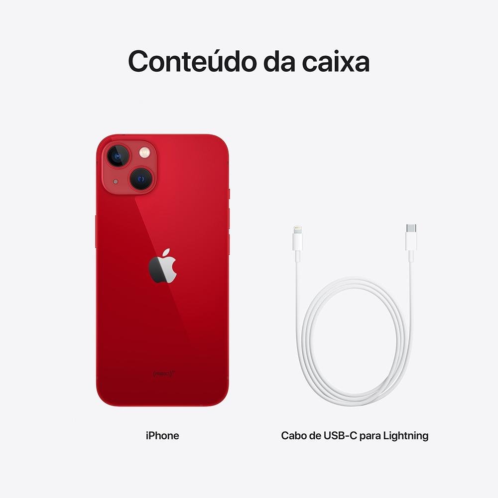 Imagem 10 de 10 do produto iPhone 13 Apple 128GB Vermelho, 5G, Tela 6.1!, Câmera Dupla 12MP - MLPJ3BZ/A