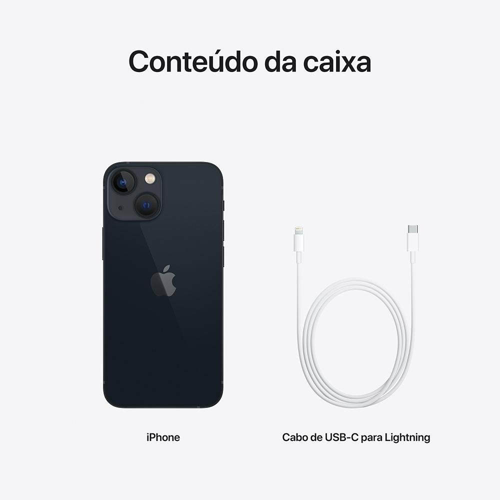 Imagem 10 de 10 do produto iPhone 13 Mini 128GB Meia Noite, 5G, Tela de 5.4, Câmera Dupla 12MP - MLK03BZ/A