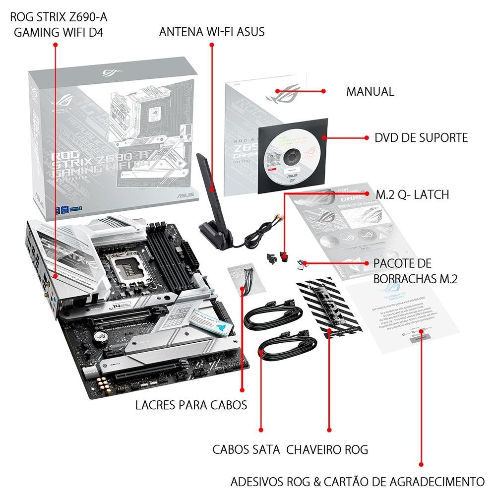 Placa Mãe Asus ROG Strix Z690-A Gaming Wi-Fi D4, Intel 1700 Z690