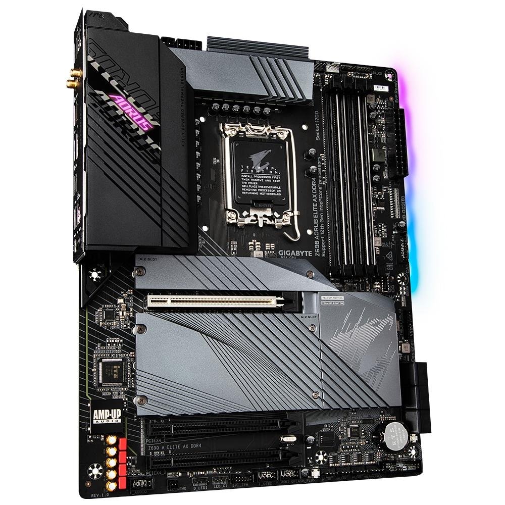 Placa-Mãe Gigabyte Z690 Aorus Elite AX, Intel LGA 1700, Rev. 1.0, ATX, DDR4, M.2 NVMe, Wi-Fi, Preto - Z690 A ELITE AX DDR4 Placa-Mãe Gigabyte Z690 Aorus Elite AX, Intel LGA 1700, Rev. 1.0, ATX, DDR4, M.2 NVMe, Wi-Fi, Preto - Z690 A ELITE AX DDR4