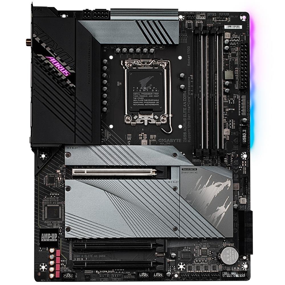 Placa-Mãe Gigabyte Z690 Aorus Elite AX, Intel LGA 1700, Rev. 1.0, ATX, DDR4, M.2 NVMe, Wi-Fi, Preto - Z690 A ELITE AX DDR4 Placa-Mãe Gigabyte Z690 Aorus Elite AX, Intel LGA 1700, Rev. 1.0, ATX, DDR4, M.2 NVMe, Wi-Fi, Preto - Z690 A ELITE AX DDR4