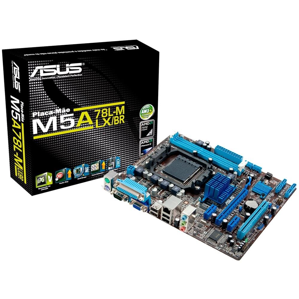 Placa-Mãe Asus M5A78L-M LX/BR, AMD AM3+, mATX, DDR3 Placa-Mãe Asus M5A78L-M LX/BR, AMD AM3+, mATX, DDR3