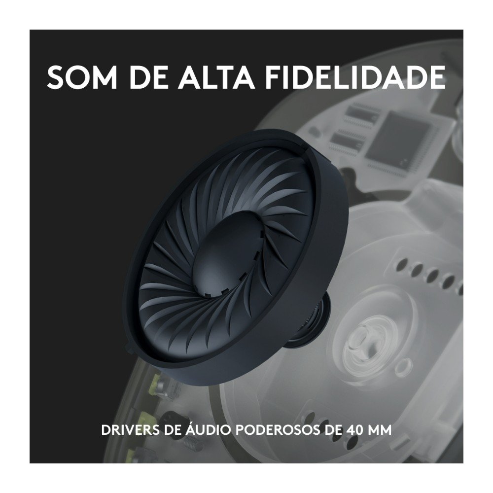 Imagem 4 de 9 do produto Headset Gamer Sem Fio Logitech G435, Lightspeed e Bluetooth, Dolby Atmos, USB, PC, PS4, PS5, Mobile, Drivers 40mm, Preto - 981-001049
