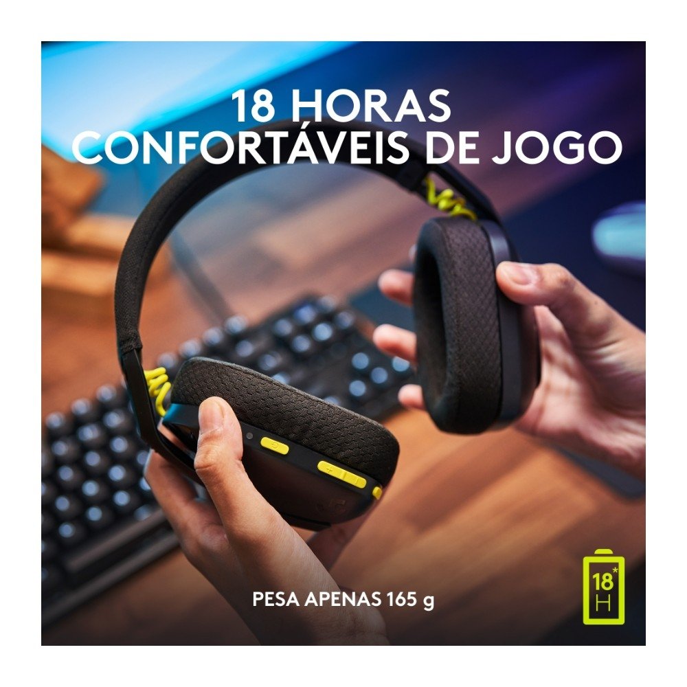 Imagem 6 de 9 do produto Headset Gamer Sem Fio Logitech G435, Lightspeed e Bluetooth, Dolby Atmos, USB, PC, PS4, PS5, Mobile, Drivers 40mm, Preto - 981-001049