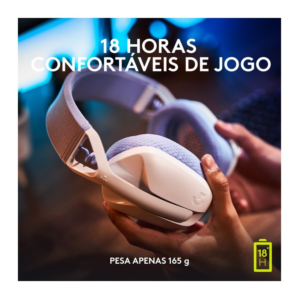 Headset Gamer Sem Fio Logitech G435, Lightspeed e Bluetooth, Dolby Atmos, USB, PC, PS4, PS5, Mobile, Drivers 40mm, Branco - 981-001073 Headset Gamer Sem Fio Logitech G435, Lightspeed e Bluetooth, Dolby Atmos, USB, PC, PS4, PS5, Mobile, Drivers 40mm, Branco - 981-001073