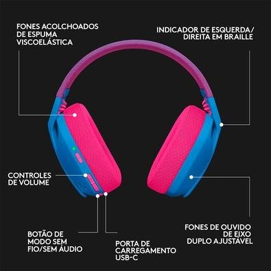 Logitech-G435 Lightspeed Bluetooth Wireless Gaming Headset, Surround Sound  Headphone, Over-Ear para PC, jogos portáteis