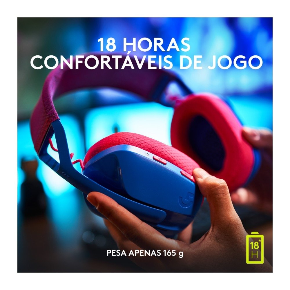 Headset Gamer Sem Fio Logitech G435, Lightspeed e Bluetooth, Dolby Atmos, USB, PC, PS4, PS5, Mobile, Drivers 40mm, Azul - 981-001061