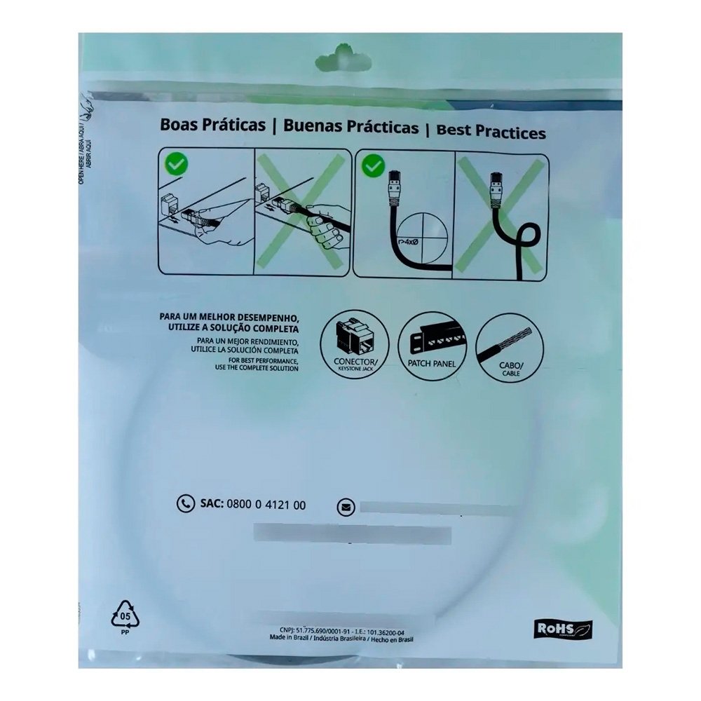 Patch Cord CAT.5e Furukawa SohoPlus, 2.5m, Cinza , T568A - 35103026 - view 2