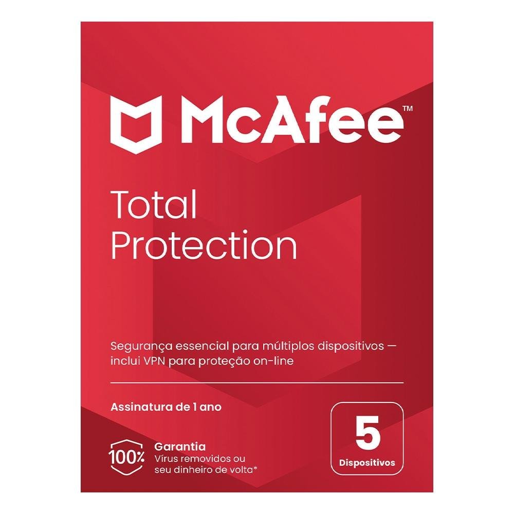 Gift Card Antivirus McAfee Proteção Total para 05 Dispositivos - 1 Ano de acesso, Digital para download