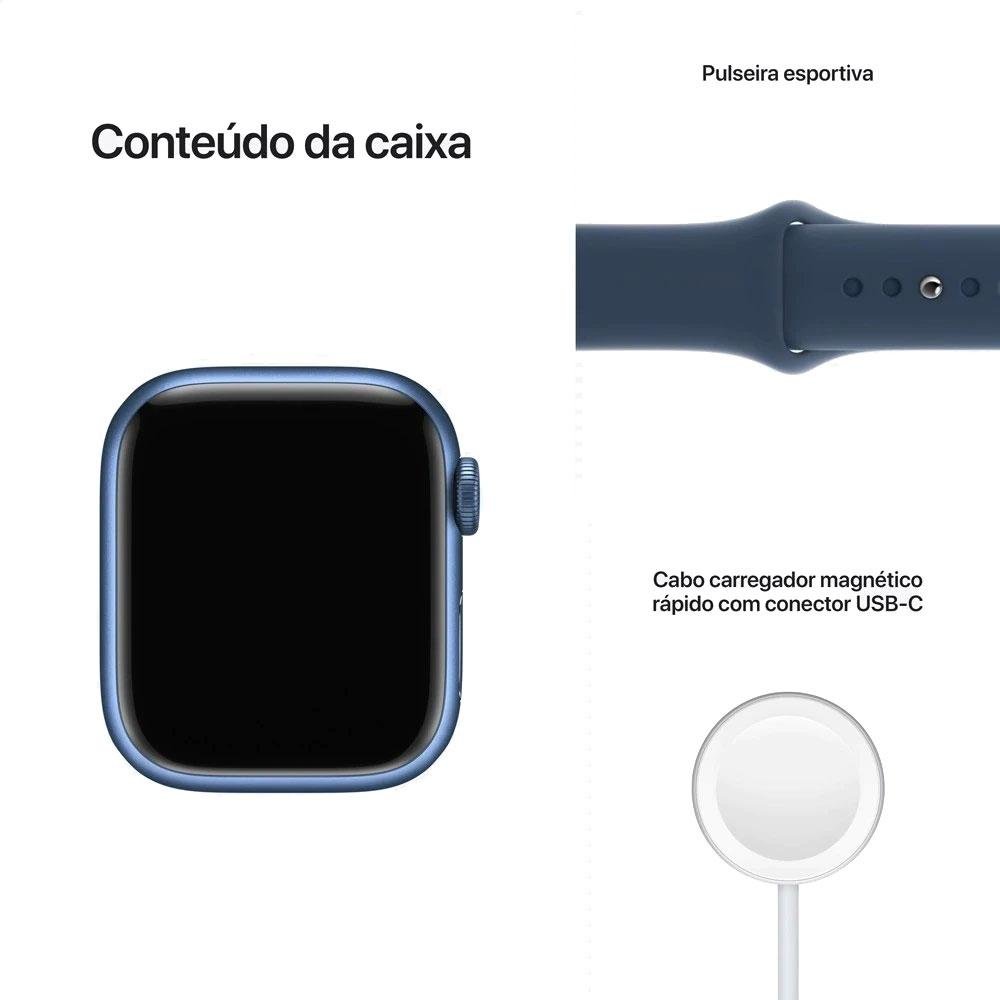 Apple Watch 7 45MM, GPS, Chip U1, Azul | KaBuM!