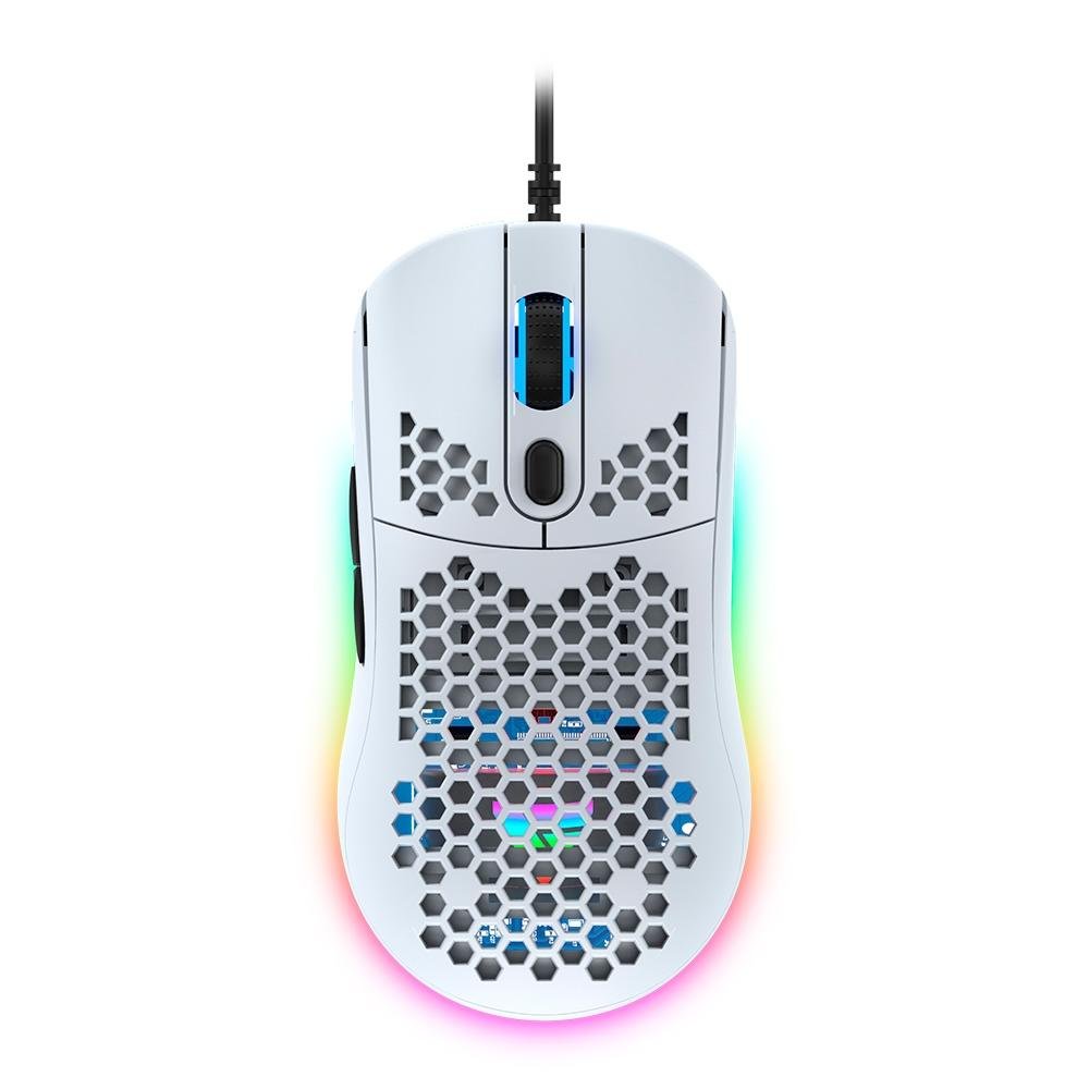 Mouse Gamer Force One Gripen, 12000DPI, 7 Botões, Ambidestro, RGB, Branco - FR.MO.GP.01 Mouse Gamer Force One Gripen, 12000DPI, 7 Botões, Ambidestro, RGB, Branco - FR.MO.GP.01
