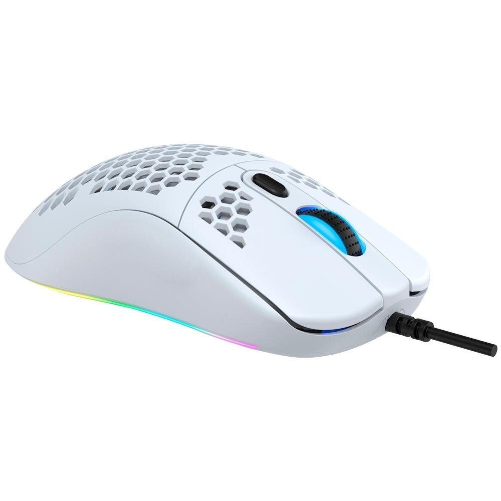 Mouse Gamer Force One Gripen, 12000DPI, 7 Botões, Ambidestro, RGB, Branco - FR.MO.GP.01 Mouse Gamer Force One Gripen, 12000DPI, 7 Botões, Ambidestro, RGB, Branco - FR.MO.GP.01