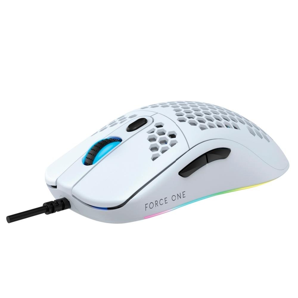Mouse Gamer Force One Gripen, 12000DPI, 7 Botões, Ambidestro, RGB, Branco - FR.MO.GP.01 Mouse Gamer Force One Gripen, 12000DPI, 7 Botões, Ambidestro, RGB, Branco - FR.MO.GP.01
