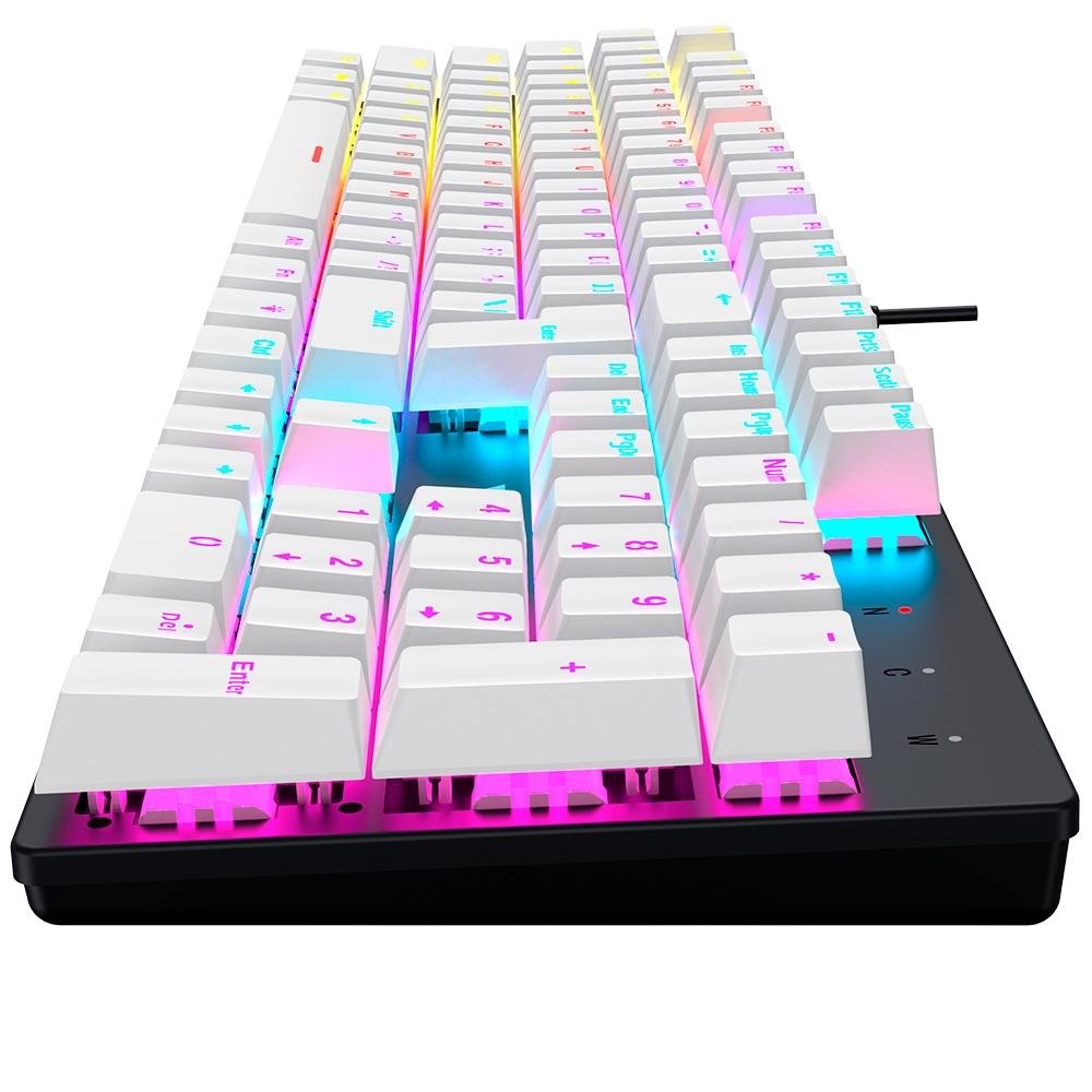 Imagem 13 de 14 do produto Teclado Mecânico Gamer Force One Avro, Rainbow, Switch Blue, Anti-Ghost, Teclas Milky Branco e Preto, US, Preto - FR.TC.AV.02