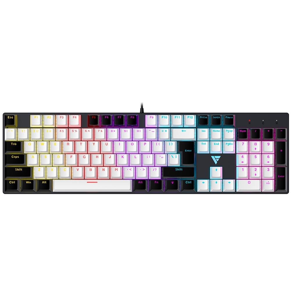 Imagem 11 de 14 do produto Teclado Mecânico Gamer Force One Avro, Rainbow, Switch Blue, Anti-Ghost, Teclas Milky Branco e Preto, US, Preto - FR.TC.AV.02