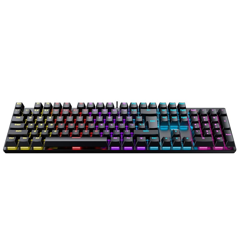 Teclado Mecânico Gamer Force One Avro, Rainbow, Switch Blue, Anti-Ghost, Teclas Milky Branco e Preto, US, Preto - FR.TC.AV.02 Teclado Mecânico Gamer Force One Avro, Rainbow, Switch Blue, Anti-Ghost, Teclas Milky Branco e Preto, US, Preto - FR.TC.AV.02