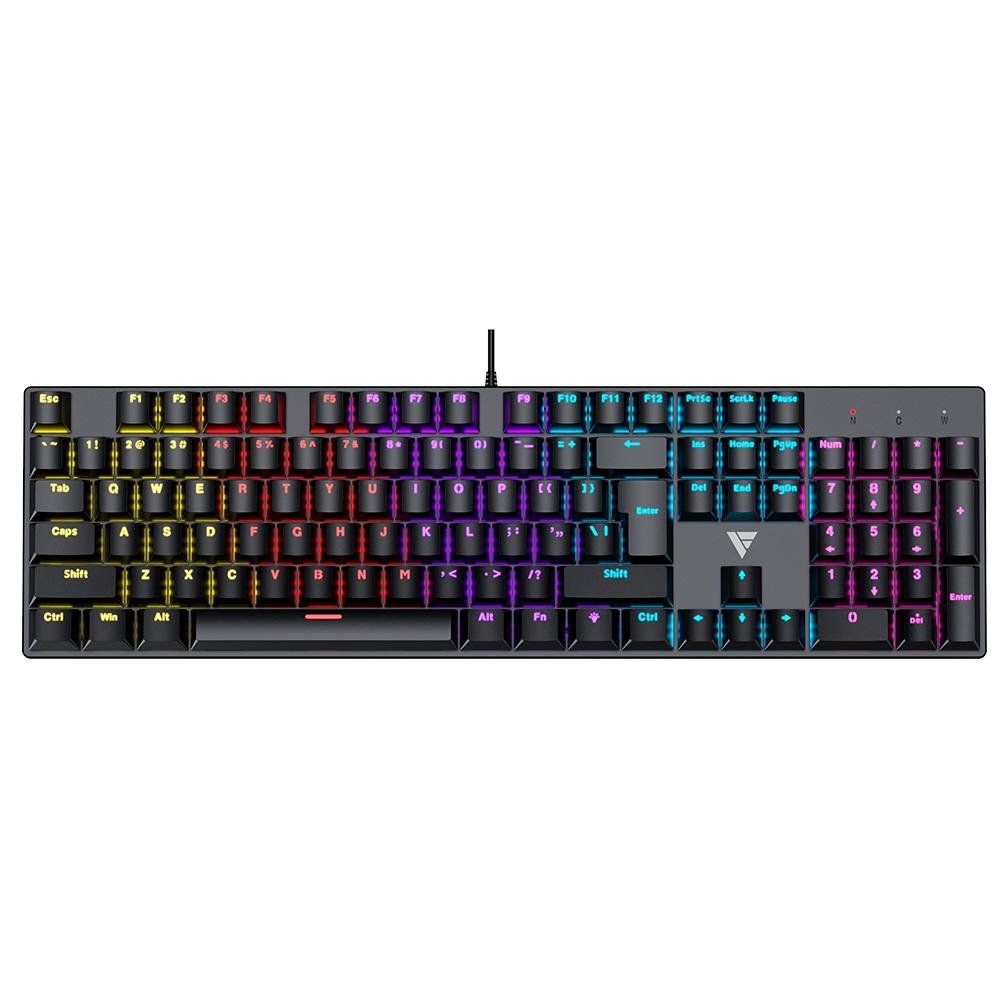 Imagem 8 de 14 do produto Teclado Mecânico Gamer Force One Avro, Rainbow, Switch Blue, Anti-Ghost, Teclas Milky Branco e Preto, US, Preto - FR.TC.AV.02