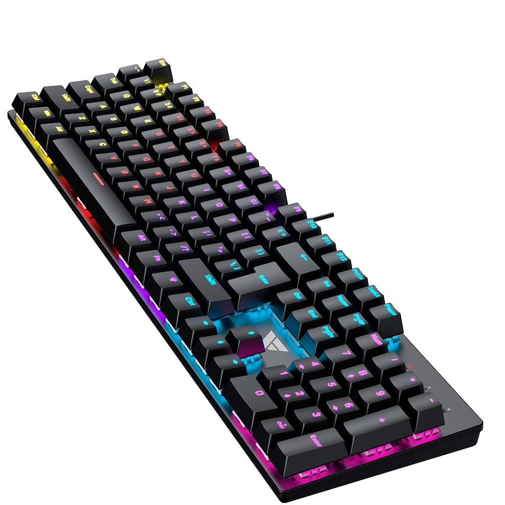 Imagem 9 de 14 do produto Teclado Mecânico Gamer Force One Avro, Rainbow, Switch Blue, Anti-Ghost, Teclas Milky Branco e Preto, US, Preto - FR.TC.AV.02