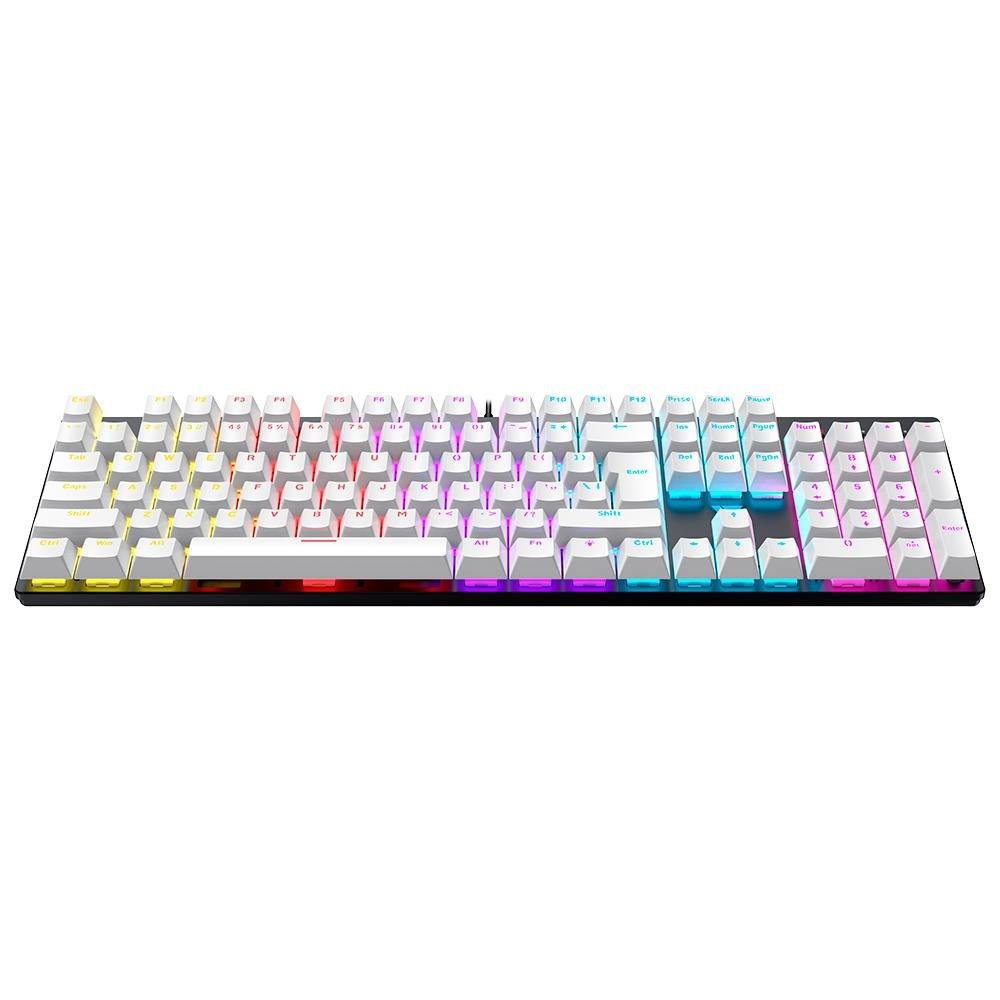 Teclado Mecânico Gamer Force One Avro, Rainbow, Switch Blue, Anti-Ghost, Teclas Milky Branco e Preto, US, Preto - FR.TC.AV.02 Teclado Mecânico Gamer Force One Avro, Rainbow, Switch Blue, Anti-Ghost, Teclas Milky Branco e Preto, US, Preto - FR.TC.AV.02