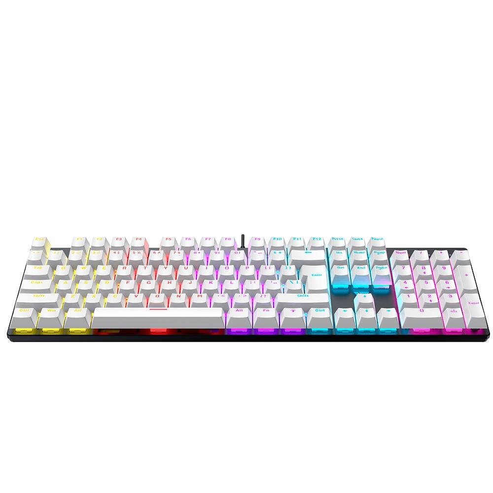 Teclado Mecânico Gamer Force One Avro, Rainbow, Switch Blue, Anti-Ghost, Teclas Milky Branco e Preto, US, Preto - FR.TC.AV.02 Teclado Mecânico Gamer Force One Avro, Rainbow, Switch Blue, Anti-Ghost, Teclas Milky Branco e Preto, US, Preto - FR.TC.AV.02