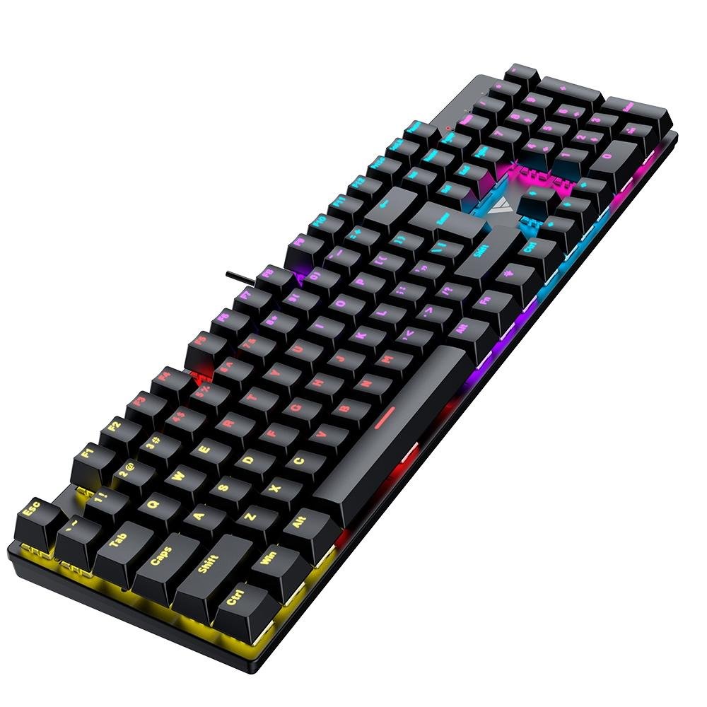 Imagem 10 de 14 do produto Teclado Mecânico Gamer Force One Avro, Rainbow, Switch Blue, Anti-Ghost, Teclas Milky Branco e Preto, US, Preto - FR.TC.AV.02