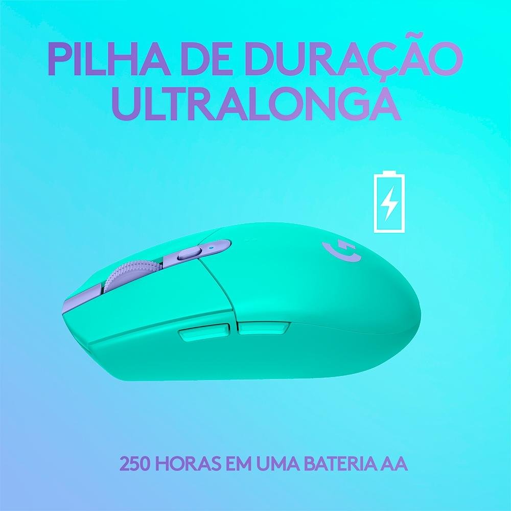 Imagem 4 de 10 do produto Mouse Gamer Sem Fio Logitech G305 Lightspeed, 12.000 DPI, 6 Botões Programáveis, Verde - 910-006377