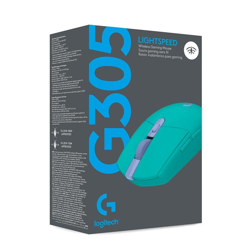 Imagem 10 de 10 do produto Mouse Gamer Sem Fio Logitech G305 Lightspeed, 12.000 DPI, 6 Botões Programáveis, Verde - 910-006377