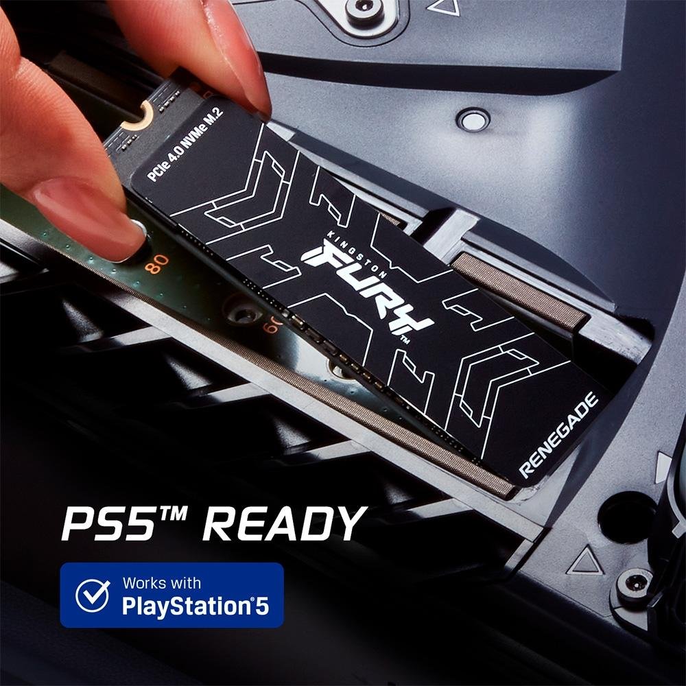 SSD Kingston Fury Renegade, 1TB, M.2 2280, PCIe 4.0 x4, NVMe, Leitura: 7300 MB/s, Gravação: 6000 MB/s, Compatível com PS5 - SFYRS/1000G SSD Kingston Fury Renegade, 1TB, M.2 2280, PCIe 4.0 x4, NVMe, Leitura: 7300 MB/s, Gravação: 6000 MB/s, Compatível com PS5 - SFYRS/1000G
