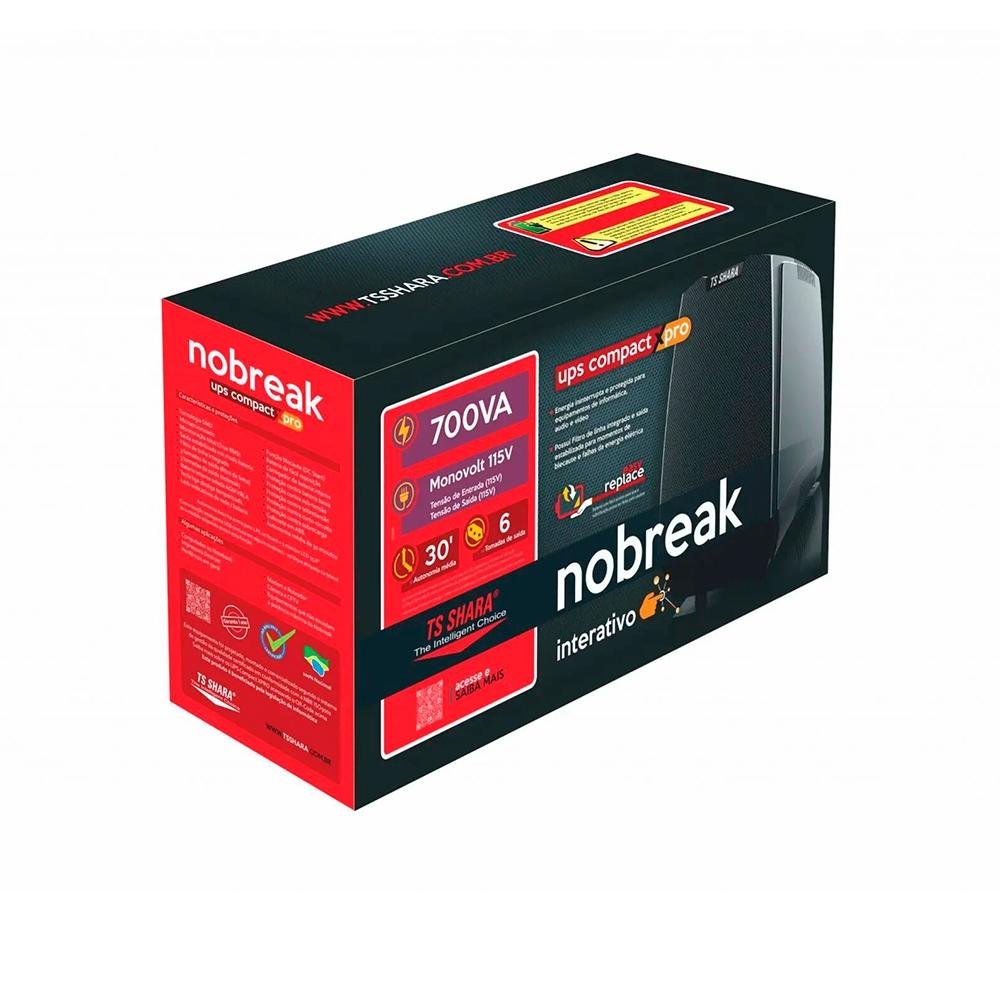 Nobreak TS Shara UPS Professional, 700VA, 115V, 6 Tomadas, 1 Bateria 7Ah, Preto - 4441 Nobreak TS Shara UPS Professional, 700VA, 115V, 6 Tomadas, 1 Bateria 7Ah, Preto - 4441