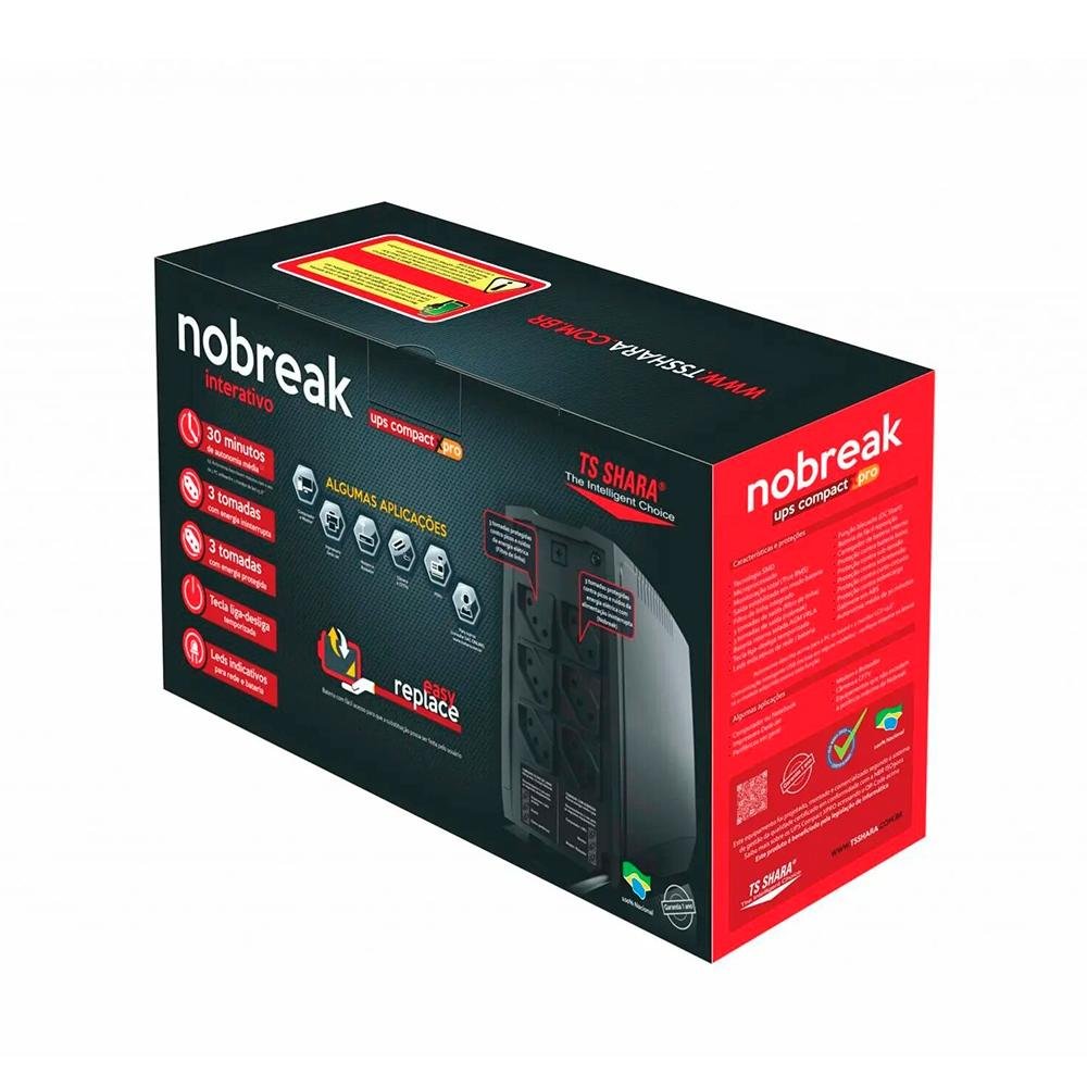 Nobreak TS Shara UPS Professional, 700VA, 115V, 6 Tomadas, 1 Bateria 7Ah, Preto - 4441 Nobreak TS Shara UPS Professional, 700VA, 115V, 6 Tomadas, 1 Bateria 7Ah, Preto - 4441