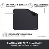 Mousepad Studio Series Logitech Portátil, 230x200mm, Antiderrapante, Resistente a Derramamentos, Grafite - 956-000035