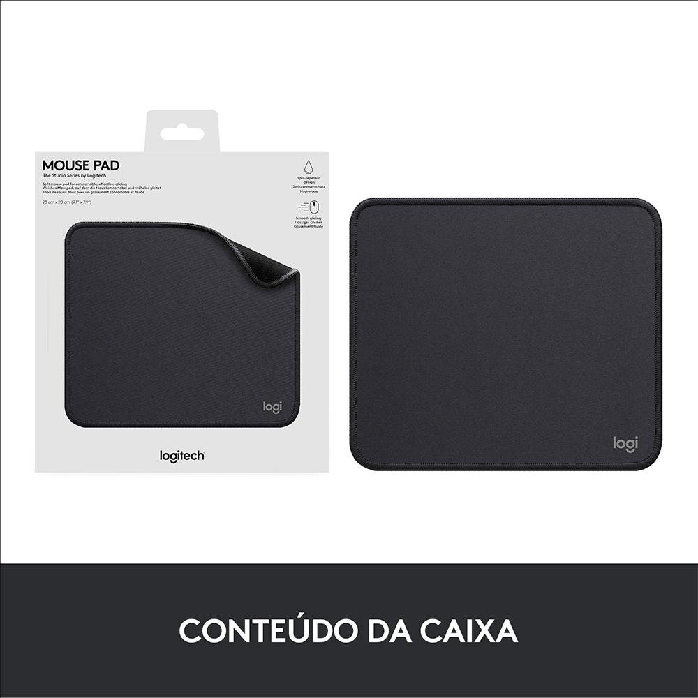 Mousepad Studio Series Logitech Portátil, 230x200mm, Antiderrapante, Resistente a Derramamentos, Grafite - 956-000035 - view 8