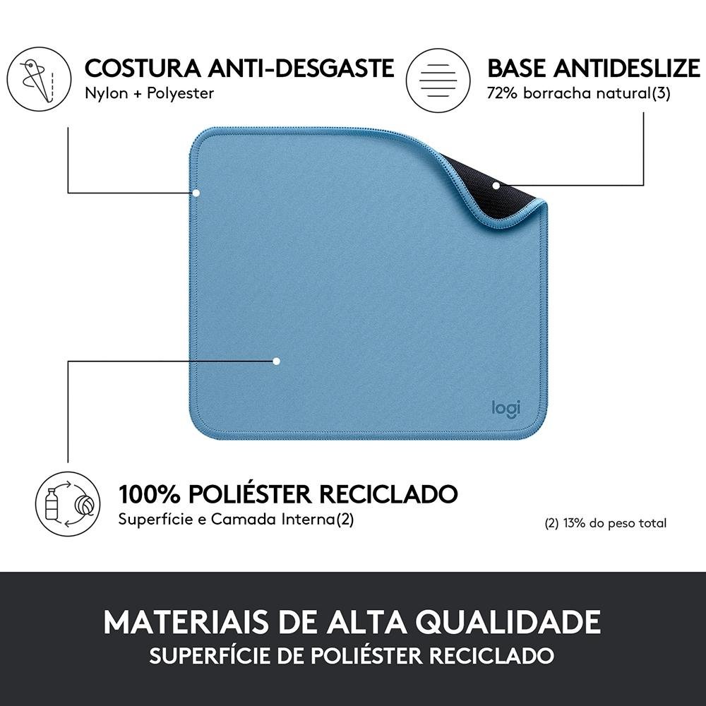 Imagem 4 de 8 do produto Mousepad Studio Series Logitech Portátil, 230x200mm, Antiderrapante, Resistente a Derramamentos, Azul - 956-000038