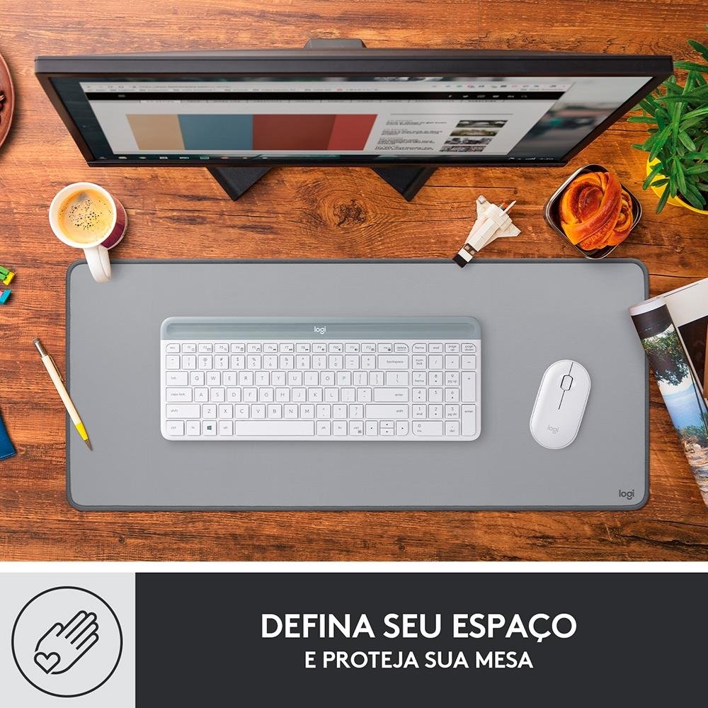 Mousepad Desk Mat Logitech Studio Series, Grande 300x700mm, Antiderrapante, Design Resistente a Respingos, Cinza - 956-000047 Mousepad Desk Mat Logitech Studio Series, Grande 300x700mm, Antiderrapante, Design Resistente a Respingos, Cinza - 956-000047