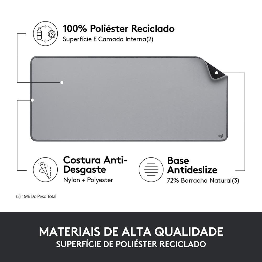 Mousepad Desk Mat Logitech Studio Series, Grande 300x700mm, Antiderrapante, Design Resistente a Respingos, Cinza - 956-000047 Mousepad Desk Mat Logitech Studio Series, Grande 300x700mm, Antiderrapante, Design Resistente a Respingos, Cinza - 956-000047