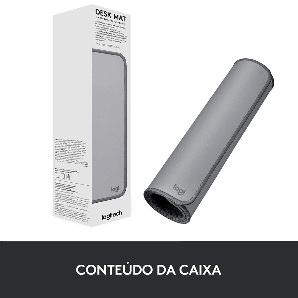 Mousepad Desk Mat Logitech Studio Series, Grande 300x700mm, Antiderrapante, Design Resistente a Respingos, Cinza - 956-000047 - view 8