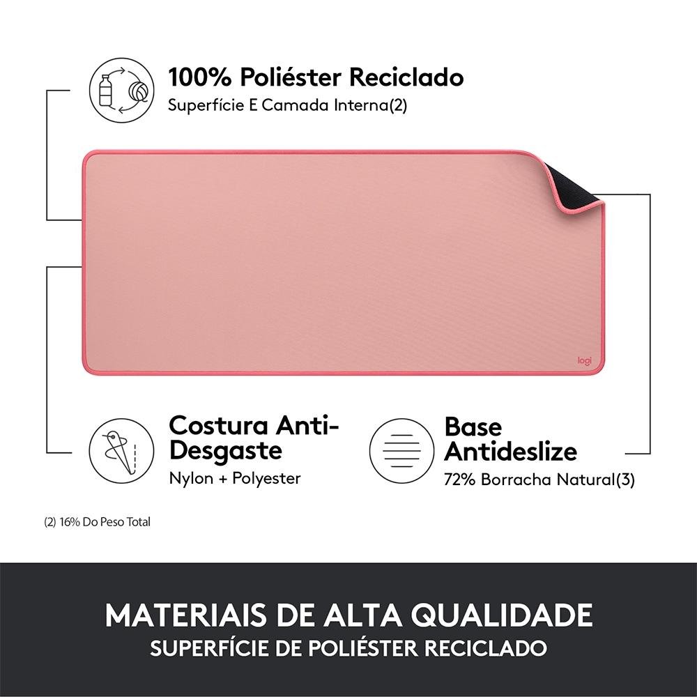 Imagem 4 de 8 do produto Mousepad Desk Mat Logitech Studio Series, Grande 300x700mm, Antiderrapante, Design Resistente a Respingos, Rosa - 956-000048