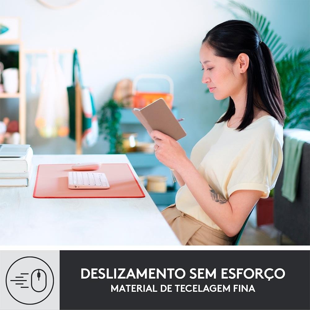 Imagem 5 de 8 do produto Mousepad Desk Mat Logitech Studio Series, Grande 300x700mm, Antiderrapante, Design Resistente a Respingos, Rosa - 956-000048