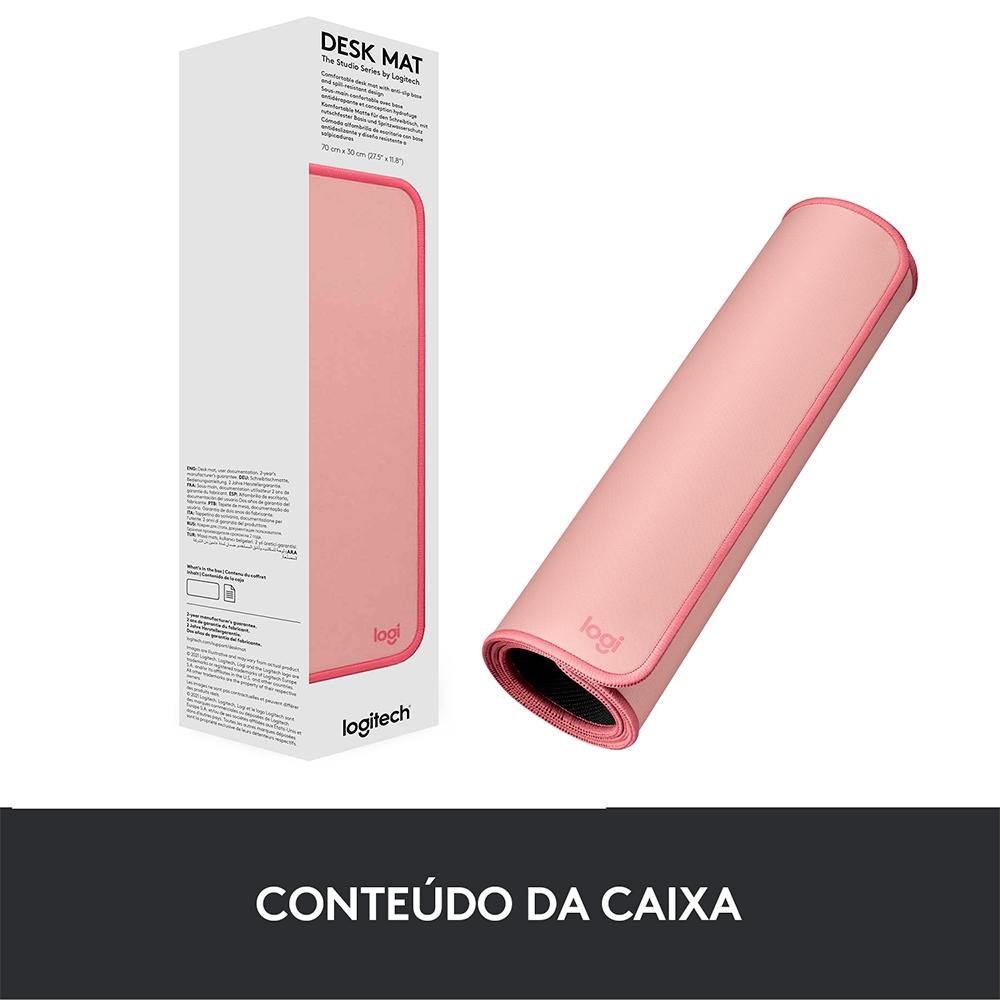 Imagem 7 de 8 do produto Mousepad Desk Mat Logitech Studio Series, Grande 300x700mm, Antiderrapante, Design Resistente a Respingos, Rosa - 956-000048