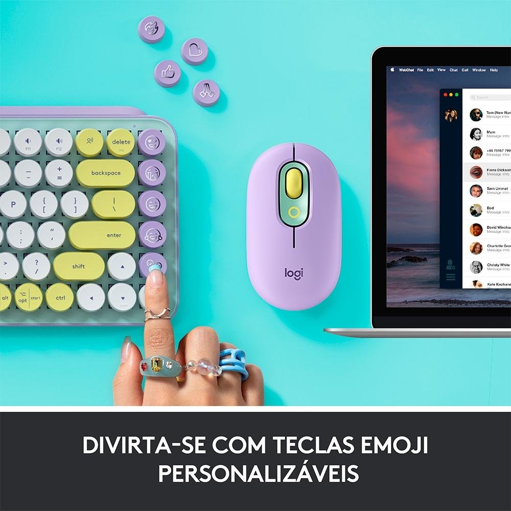 Teclado Mecânico Sem Fio Logitech POP Keys, Switch Brown, Bluetooth, Teclas Emoji Personalizáveis, USB, Daydream - 920-010711 Teclado Mecânico Sem Fio Logitech POP Keys, Switch Brown, Bluetooth, Teclas Emoji Personalizáveis, USB, Daydream - 920-010711