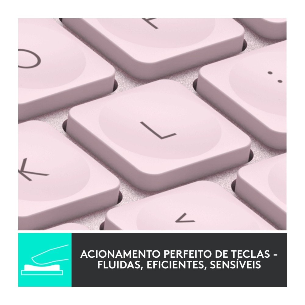 Teclado Sem Fio ( Balão.info) Mini, Iluminação Smart, Bluetooth, USB, Easy-Switch, Recarregável, Rosa - 920-( Balão.info - foto 2