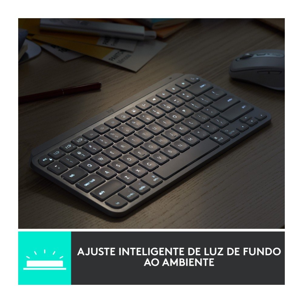 Teclado Sem Fio ( Balão.info) Mini, Iluminação Smart, Bluetooth, USB, Easy-Switch, Recarregável, Rosa - 920-( Balão.info - foto 4