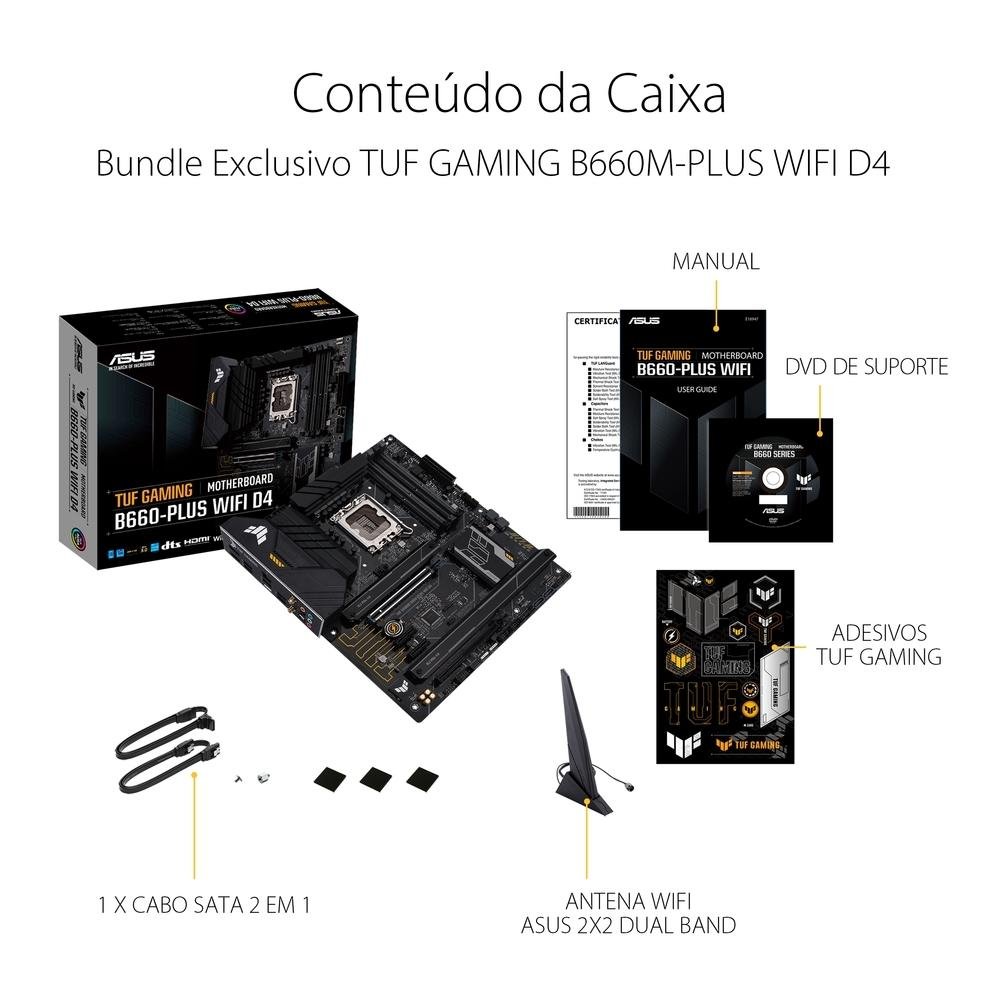 Placa Mãe Asus TUF Gaming B660-PLUS Wi-Fi D4, Intel LGA 1700 B660